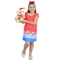 Vestido Infantil Papai Noel Natal e Urso de Pelúcia