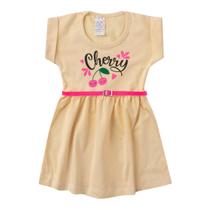 Vestido Infantil Para Bebê Com Cinto Cherry Amarelo