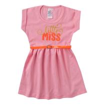 Vestido Infantil Para Bebê Com Cinto Little Miss Rosa