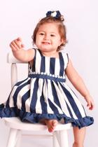 Vestido Infantil Para Bebê Menina Listrado 02 Peças Roupas de Bebê