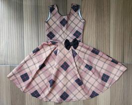 Vestido Infantil Para Festa Junina Xadrez Marrom Quadriculado Vestido Infantil Para Festa Junina Xadrez Marrom Quadriculado