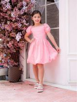 Vestido Infantil Para Meninas Balonê Manga Princesa Delicado