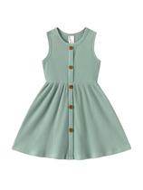 Vestido Infantil PATPAT de Algodão Canelado Verde 6-9 Meses