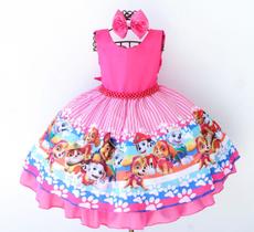 Vestido Infantil Patrulha Canina Rosa Luxo E Tiara - Pingo de Gente Baby kids