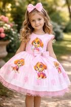 Vestido infantil Patrulha Canina Sky Rosa Bebe Tematicos Luxo Vestido infantil Patrulha Canina Sky Rosa Bebe Tematicos Luxo