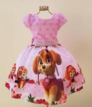 Vestido Infantil Patrulha Canina Skye Festa Luxo