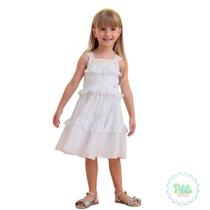 Vestido Infantil Petit Cherie Com Babados e Estampa Branco