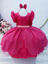 Vestido Infantil Pink com Saia de Tule e Glitter para Daminhas Vestido Infantil Pink com Saia de Tule e Glitter para Daminhas
