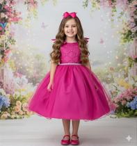 Vestido Infantil Pink Festa Princesas Mariely - Elegância Clássica e Moderna