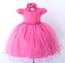 Vestido Infantil Pink Fofo Casamento Formatura Luxo E Tiara