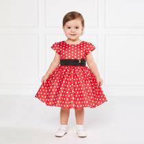 Vestido Infantil Poá Bolinha Vermelho Bebê Temático Festa Rodado Laço Preto Tamanho:1YCor:Vermelho Vestido Infantil Poá Bolinha Vermelho Bebê Temático Festa Rodado Laço Preto Tamanho:1YCor:Vermelho