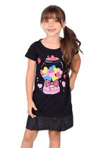 Vestido Infantil Preto Corações com Detalhe em Glitter - Destak