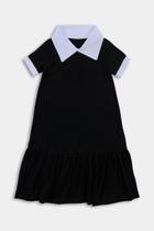 Vestido Infantil Preto e Branco com Gola Peter Pan - Destak Vestido Infantil Preto e Branco com Gola Peter Pan - Destak