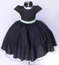 Vestido Infantil Preto Para Festa Luxo Daminha Formatura E Tiara