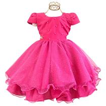 Vestido infantil princesa brilho pink festa luxo 1 ao 4 - Lig Lig