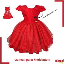 Vestido infantil princesa brilho vermelho festa luxo 1 ao 4 - Lig Lig
