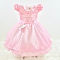 Vestido infantil princesa chuva de amor borboleta rosa