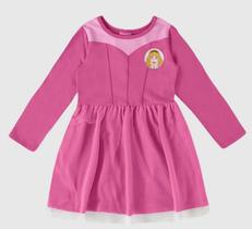 Vestido infantil princesa disney em algodão malwee kids rosa 2
