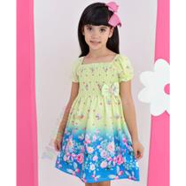 Vestido infantil princesa estampado casual tecido confortável