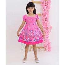 Vestido infantil princesa estampado casual tecido confortável