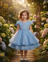 Vestido Infantil Princesa Pérola Festa Luxo Saia De Brilho