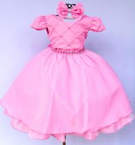 Vestido Infantil Princesa Rosa Formatura Festa Luxo E Tiara - Pingo de Gente Baby Kids