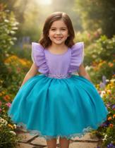 Vestido Infantil Princesa Sereia Ariel Lilás Festas