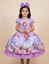 Vestido Infantil Princesa Sofia com Cinto Pérolas para Festas Menina Luxo Vestido Infantil Princesa Sofia com Cinto Pérolas para Festas Menina Luxo