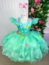 Vestido infantil Princesa Verde Jardim Encantado - tamanho 4