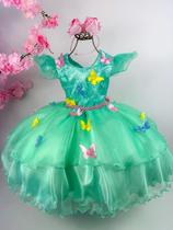 Vestido infantil Princesa Verde Jardim Encantado