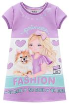 Vestido Infantil Princess com Strass Manga Curta Em Fly Tech