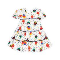 Vestido Infantil Recortes Tulipas Bailarinas Branco Tecido TAM:06 Vestido Infantil Recortes Tulipas Bailarinas Branco Tecido TAM:06