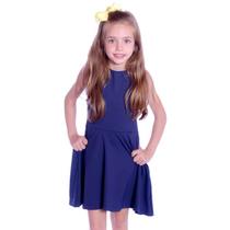 Vestido Infantil Regata Azul Marinho Decote Canoa