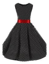 Vestido Infantil Regata Meninas Anos 60 Godê Duplo Poazinho Preto Bolinha Vintage Retro