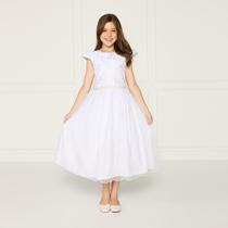Vestido Infantil Renda Branca Glitter Festa Aniversário Top