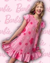 Vestido Infantil Rosa Barbie I C/ Laço Cabelo - Envio Rápido