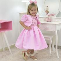 Vestido infantil Rosa Bebê Com Bolero Formatura Casamento Florista - Moderna Meninas