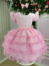 Vestido Infantil Rosa Bebê com Glitter para Festa Luxo Vestido Infantil Rosa Bebê com Glitter para Festa Luxo