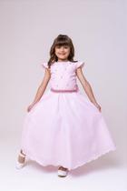 Vestido Infantil Rosa Bebê para Formatura Longo Dama de Honra Luxo Festas Vestido Infantil Rosa Bebê para Formatura Longo Dama de Honra Luxo Festas