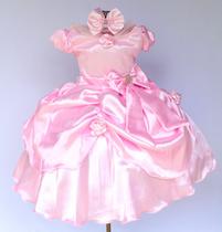 Vestido Infantil Rosa Bela Adormecida Aniversário Tema E Tiara