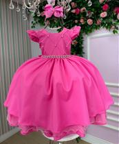 Vestido Infantil Rosa Chiclete Menina Luxo