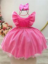 Vestido Infantil Rosa Chiclete Princesa Aurora Bela Adormecida - Tamanho P, M e G Vestido Infantil Rosa Chiclete Princesa Aurora Bela Adormecida - Tamanho P, M e G