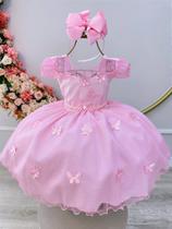 Vestido Infantil Rosa Claro Jardim Encantado para Festas de Luxo Vestido Infantil Rosa Claro Jardim Encantado para Festas de Luxo