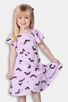 Vestido Infantil Rosa com Estampa de Morcego - Destak Vestido Infantil Rosa com Estampa de Morcego - Destak