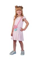 Vestido Infantil Rosa com Listras e Bolsa 252073 Gabriela Aquarela