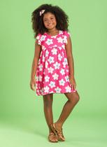 Vestido Infantil Rosa Com Manga Babado Margaridas