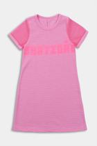 Vestido Infantil Rosa com Mangas em Tule - Destak Vestido Infantil Rosa com Mangas em Tule - Destak