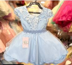 Vestido infantil rosa e azul bebe a 3 anos luxo realeza