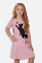 Vestido Infantil Rosa Gatinho com Laço - Destak Vestido Infantil Rosa Gatinho com Laço - Destak