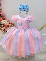 Vestido Infantil Rosa Jardim Encantado Chuva de Amor Arco Iris luxo festa Vestido Infantil Rosa Jardim Encantado Chuva de Amor Arco Iris luxo festa